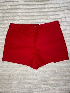 LOFT Red High-Waist Tailored Shorts